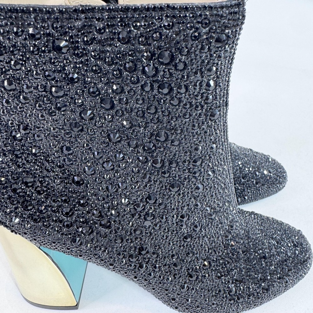 Betsey Johnson Boots Womens Size 6.5 Black Rhinestone Ankle Block Heel SB-HUGO - Picture 2 of 12